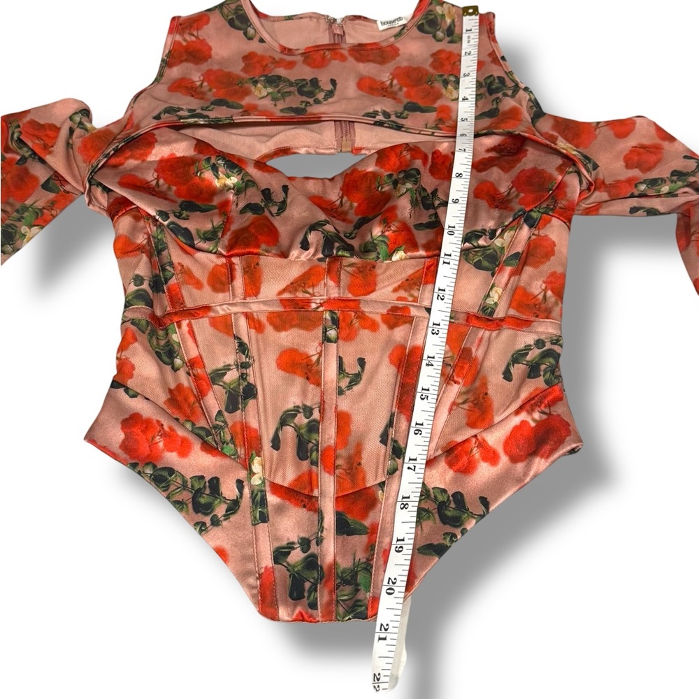 House of CB Red Floral Cutout Corset Top - Picture 8 of 11
